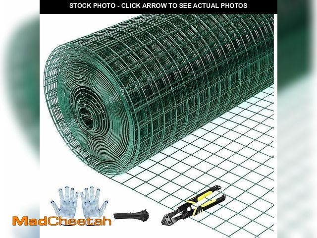 Lot 74-13734047 - Tongmo 48" x 50' Green Chicken Wire Fencing, 19 Gauge Green Wire Fence, 1"x1" Mesh Size Metal Welded...