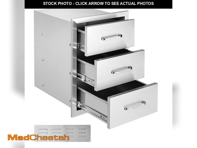 Lot 74-12558175 - SKYSHALO Outdoor Kitchen Drawers 16 in. W x 21.5 in. H x 18 in. D Flush Mount Triple Access Drawer B...