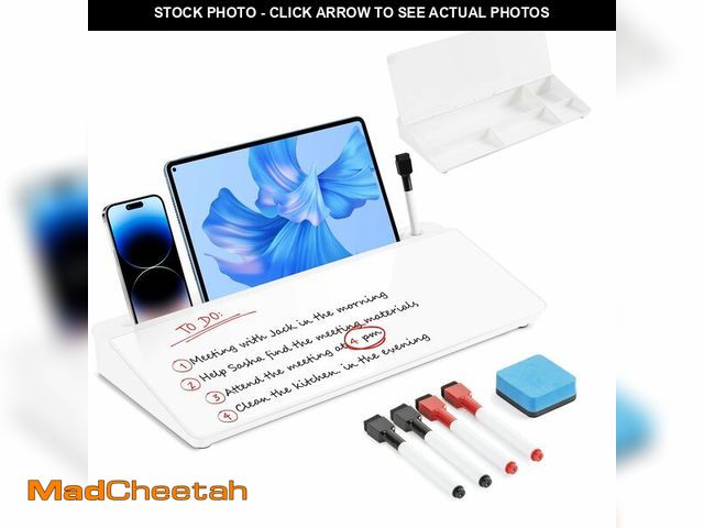 Lot 74-13574292 - Scribanx Glass Desktop Whiteboard with Storage, Desk Dry Erase Board Small White Board for Desk, Com...