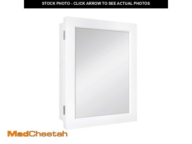 Lot 74-14590782 - (MIRROR IS CRACKED) Glacier Bay 15-1/4 in. W x 19-3/8 in. H Rectangular Framed Recessed or Surface-M...