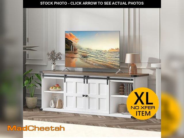 Lot 74-12763084 - (MISSING HARDWARE) GarveeHome 70 in Farmhouse TV Stand for 75 in TVs, Modern Entertainment Center wi...