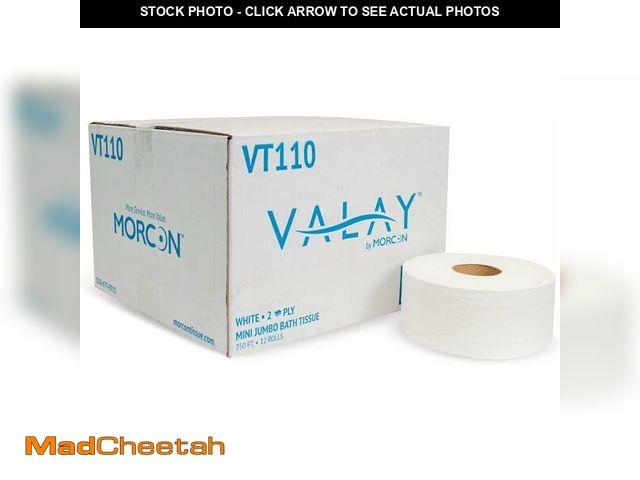 Lot 74-12829089 - Morcon Paper Vt110 Morsoft Millennium Jumbo Bath Tissue, Septic Safe, 2-Ply, White, 750 Ft, 12 Rolls...