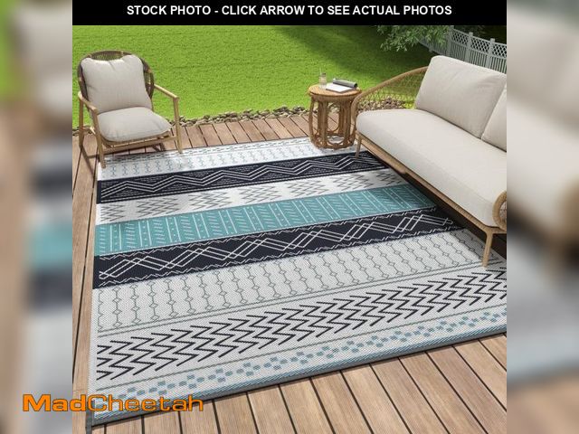 Lot 74-12155125 - SIXHOME Outdoor Rug 9'x12' Waterproof Patio Rug Colorful Reversible Indoor Outdoor Rug Lightweight P...