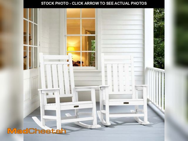Lot 74-14219774 - SERWALL Oversized Outdoor Rocking Chair Set of 2, All-Weather HDPE Patio Rocker with Wide Armrests f...