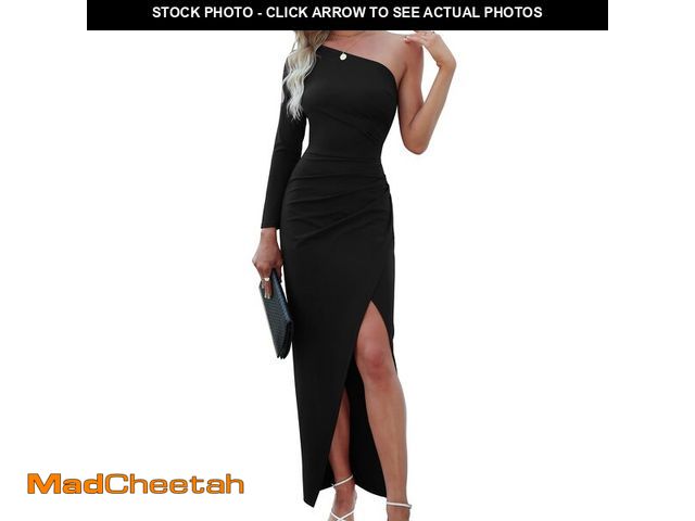 Lot 74-13719463 - Sarin Mathews Womens One Shoulder Long Sleeve Cocktail Dresses Sexy Bodycon Ruched Wrap Split Party ...