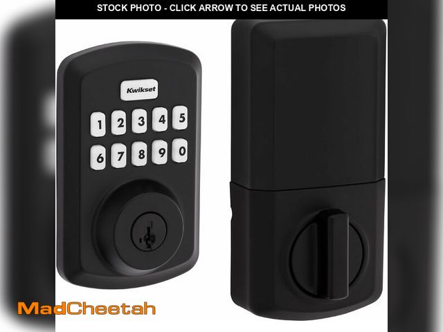 Lot 74-14318341 - Kwikset Powerbolt 250 10-Button Keypad Matte Black Transitional Electronic Deadbolt Door Lock, Featu...