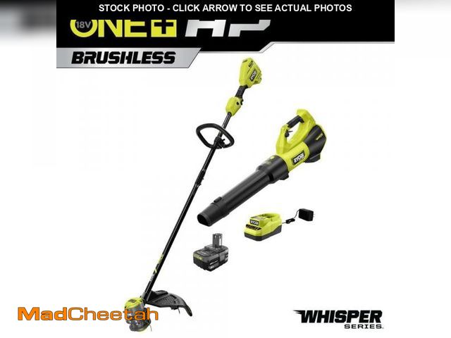 Lot 74-12424852 - RYOBI ONE+ HP 18V Brushless Cordless Battery 15 in. String Trimmer &amp; 510 CFM Leaf Blower Combo K...