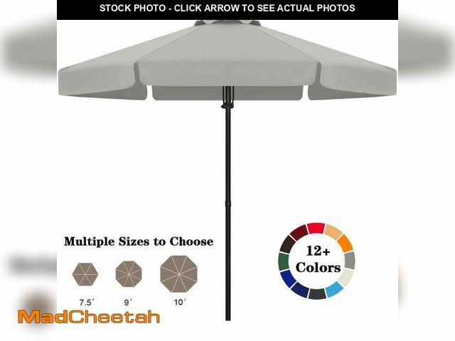 Lot 74-14085822 - ABCCANOPY 7.5ft Outdoor Market Hand Push Patio Umbrella With Hanging Edge,12+Colors, Light Gray - UN...