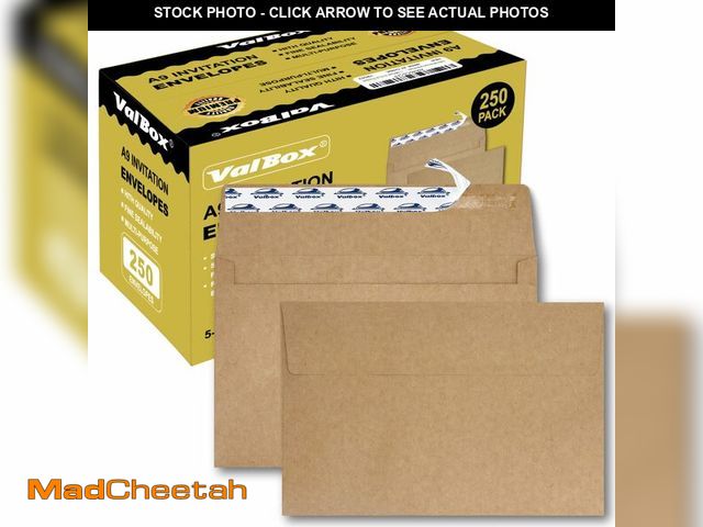 Lot 74-13631393 - ValBox A9 Invitation Envelopes, 5.75 x 8.75 Inches, Brown Kraft Envelopes for Wedding Invitations, G...