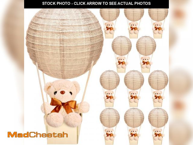 Lot 74-12046916 - 12 Sets Bear Hot Air Balloon Table Centerpieces for Baby Shower,DIY Paper Lanterns Stuffed Plush Bea...