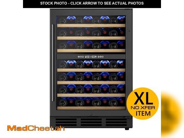 Lot 74-13691691 - EUHOMY 23.5 in. Dual Zone 54-Bottle Undercounter/ Freestanding Wine Cooler in Black with Reversible ...