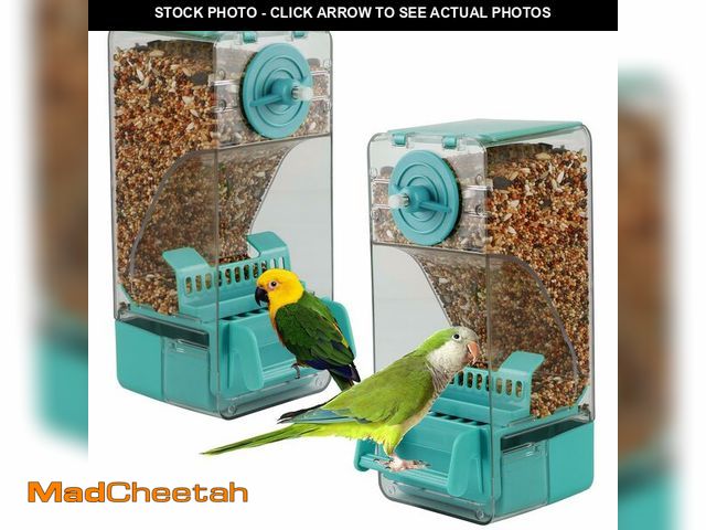 Lot 74-14045684 - Bird Feeder No Mess 2PCS Automatic Clear Bird Seed Food Container Acrylic Parrot Feeder Dispenser Ca...