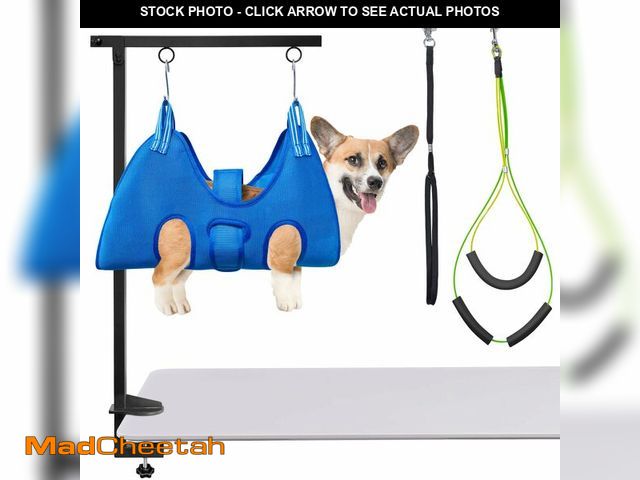 Lot 74-14049389 - JOYFLARE Dog Grooming Arm with Hammock: Adjustable Height 27"-38", Foldable Dog Grooming Table Arm w...