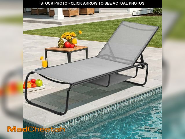 Lot 74-13060004 - Ainfox Patio Lounge Chair, Recliner with Adjustable 5-Position and Storage, Outdoor Chaise Lounge fo...