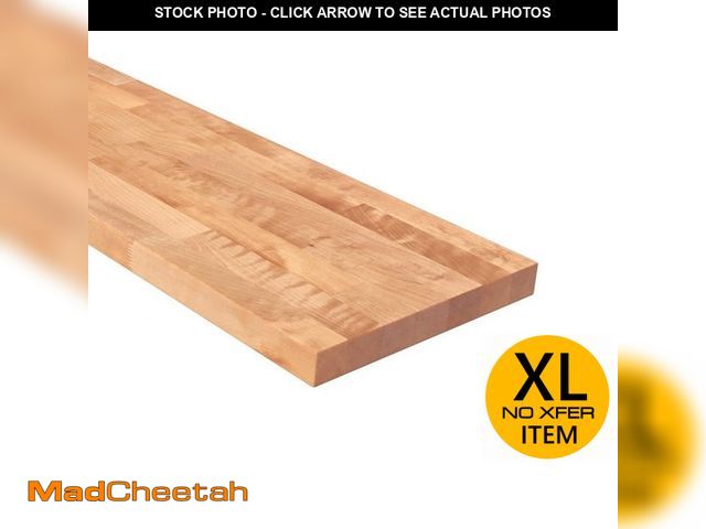 Lot 74-12773161 - HARDWOOD REFLECTIONS Solid Wood Butcher Block Shelf 72 in. W X 12 in. D X 1.5 in. H in Unfinished Bi...