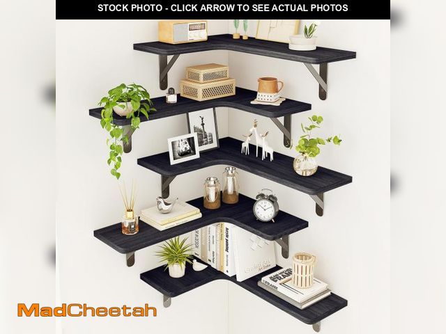 Lot 74-12215723 - Fixwal Floating Shelves for Wall, Rustic Wood Wall Mounted Corner Shelf for Bathroom, Kitchen, Bedro...