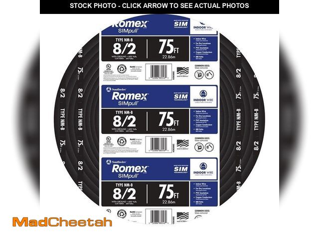 Lot 74-14278613 - Southwire 75 ft. 8/2 Stranded Romex SIMpull CU NM-B W/G Wire - UNUSED