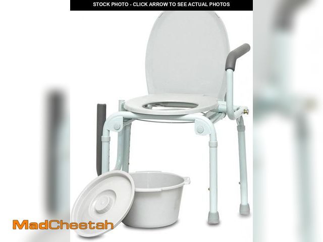 Lot 74-12287949 - ProBasics Drop Arm Adjustable Bedside Folding Commode Chair Portable with Handles, for Elderly, Seni...