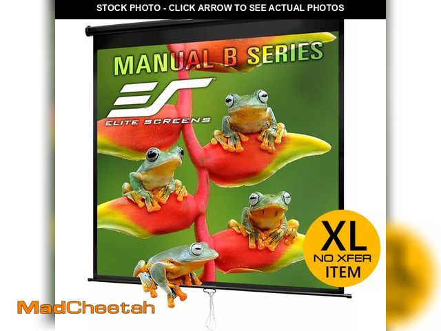 Lot 74-13072774 - Elite Screens Manual B 125-INCH Manual Pull Down Projector Screen 1:1 Diag 4K 8K 3D HD Home Movie Th...