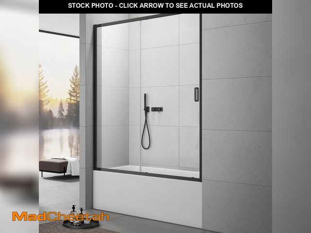 Lot 74-12106145 - Sunrosa Framed Tub Shower Door 59" x 60", Single Sliding Bathtub Glass Door with 1/4 Inch (6mm) Clea...