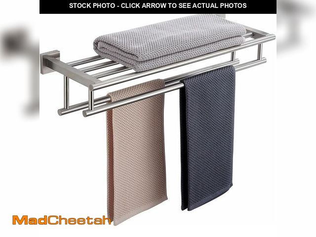 Lot 74-13710435 - RTCUL Bathroom Towel Rack 24 Inch Tower Holder with Double Towel Bar Brushed Nickel Towel Rack Wall ...