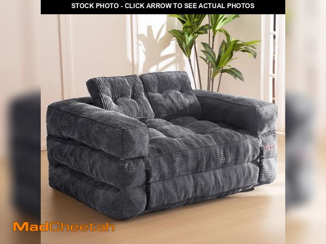 Lot 74-12161372 - MAXYOYO Folding Sofa Bed, L-Shaped Convertible Sofa Bed with Armrest Foldable Sleeper Couch with Pil...