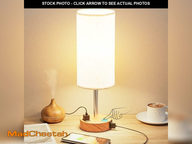 Lot 74-13714645 - Fenmzee Bedside Table Lamp for Bedroom - 3 Way Dimmable Touch Lamp USB C Charging Ports and AC Outle...