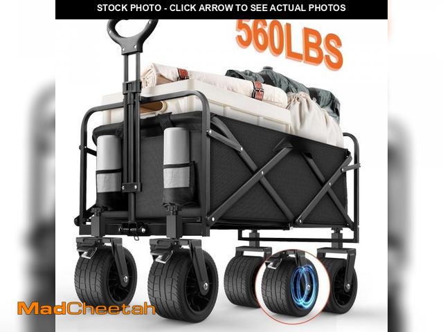 Lot 74-12145151 - Vecukty 51.2" Large Collapsible Folding Wagon Cart, 560 lbs Load Capacity, Heavy-Duty Steel Frame &a...