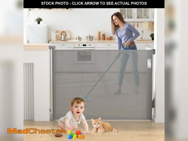 Lot 74-12781603 - Vomeast Retractable Mesh Baby Gates, Extends up to 55in Wide, 37.4in Tall Safety Dog Gates for Stair...