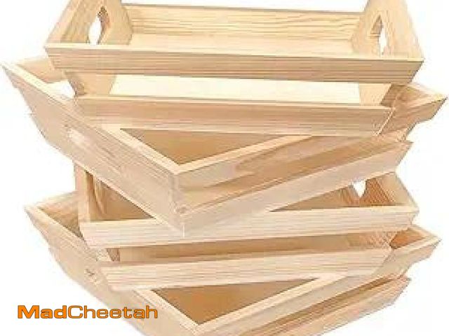 Lot 74-12129752 - 4 Pack 10 Inch Square Wooden Pallet Crates Unfinished Wood Trays Storage for DIY Crafts (Outer 10 x ...