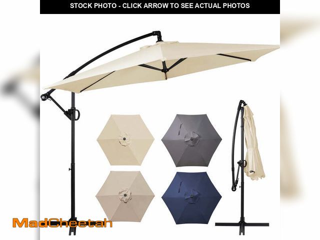 Lot 74-14307832 - Walsunny 9FT Outdoor Hanging Offset Cantilever Umbrella with Cross Base, Patio Market Umbrella with ...