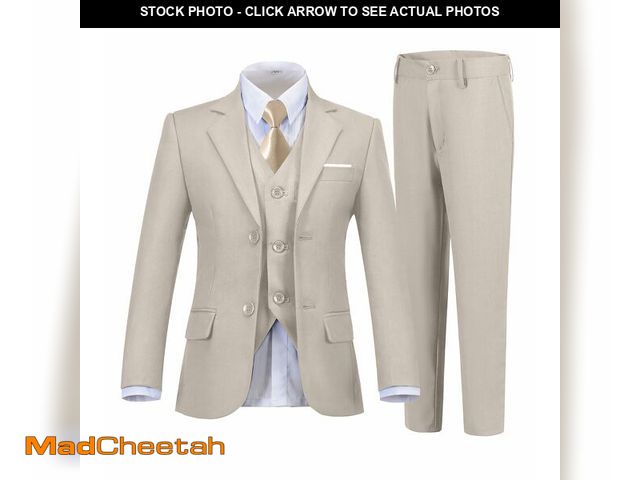 Lot 74-12451532 - Boys Suits 5 Piece Slim Fit Toddler Tuxedo Suit Set Dress Clothes Kids Wedding Ring Bearer Outfit fo...