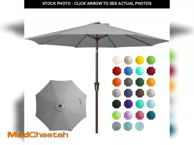 Lot 74-12140731 - JEAREY 9FT Outdoor Patio Umbrella Outdoor Table Umbrella with Push Button Tilt and Crank, Market Umb...
