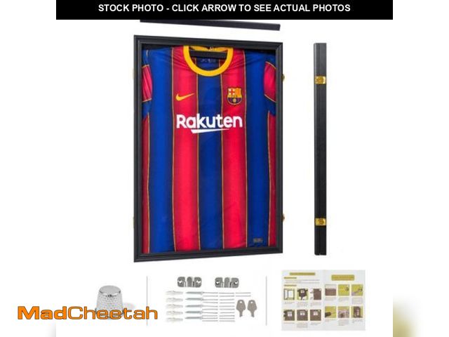 Lot 74-12144032 - Ktaxon Football Baseball Basketball Hockey Jersey Display Case Frame with UV Protection Acrylic Wood...