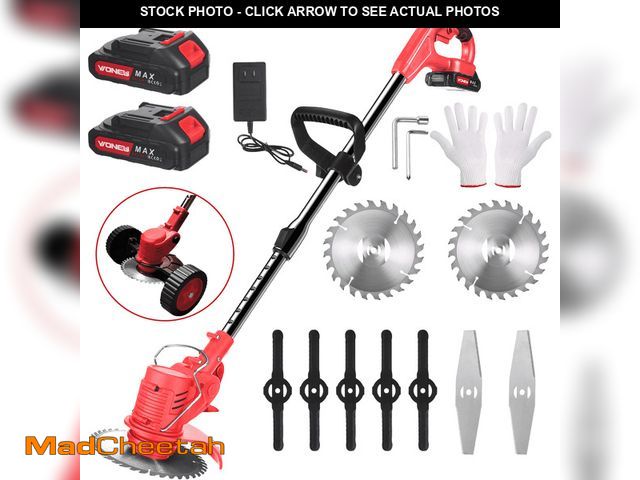 Lot 74-14286683 - JLLOM Electric Weed Eater, Weed Wacker 3 in 1 Cordless Push Lawn Trimmer with Wheels Weed Eater Tool...