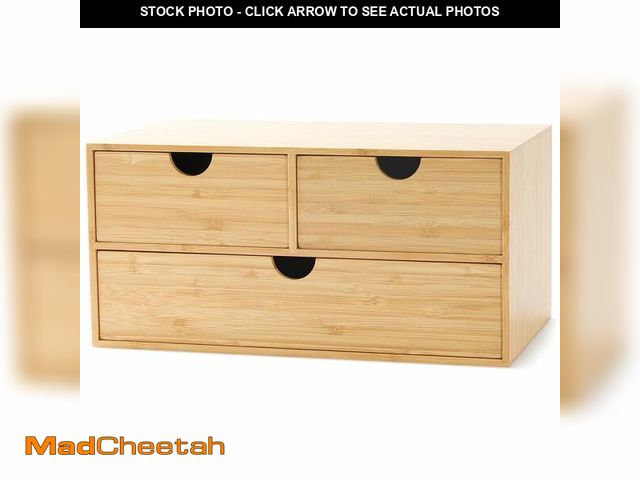 Lot 74-13576503 - Wisuce Bamboo Desk Organizer - Mini Desktop Drawer Tabletop Storage Organization Box for Office Home...
