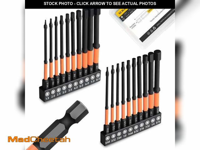 Lot 74-13693392 - MYWISH Allen Wrench Drill Bit Set, Metric &amp; SAE, 1/4" Hex Shank Magnetic Hex Bit Set for Impact ...