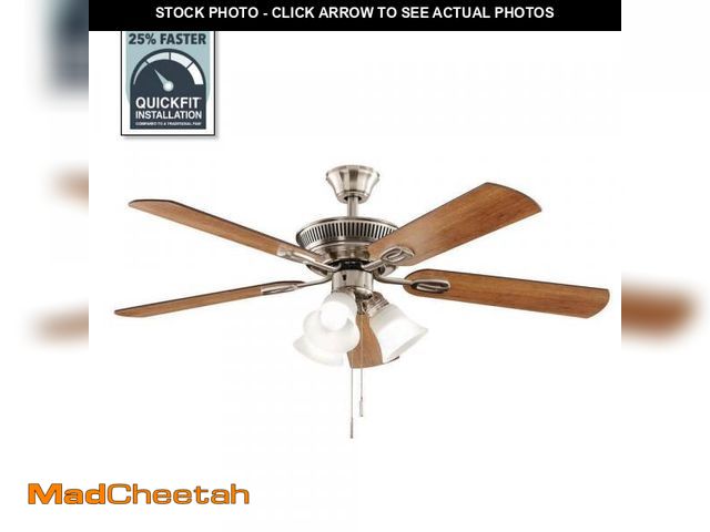 Lot 74-12491981 - Hampton Bay Glendale III 52 in. LED Indoor Brushed Nickel Ceiling Fan with Light and Pull Chains - U...