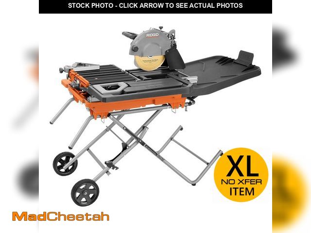 Lot 74-12798764 - (MISSING HARDWARE) RIDGID 15 Amp 10 in. Wet Tile Saw with Portable Stand - USED