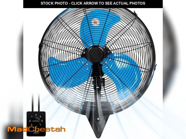 Lot 74-12511533 - Wall Mount Fan 7000 CFM High Velocity Industrial 22 Inch Heavy Duty Fan with 3-Speed Oscillating Com...