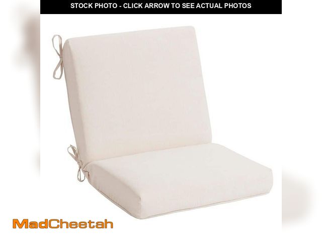 Lot 74-14342244 - Hampton Bay 20 in. W x 17 in. D CushionGuard Mid Back Dining Chair Outdoor Cushion in Almond Biscott...