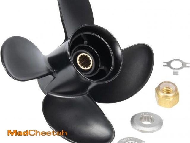 Lot 74-11908135 - MARKGOO Propeller 10.1X14 Pitch 4 Blades RH 13 Spline Tooth with Hub Kit for Mercury Spitfire Outboa...