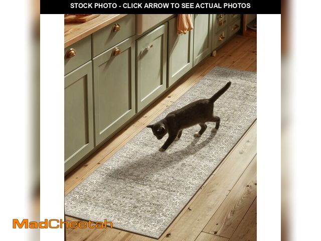 Lot 74-13717107 - Machine Washable Kitchen Runner Rugs: 2'6"x8' Hallway Rug Stain Resistant Non Slip Low Pile Soft Car...