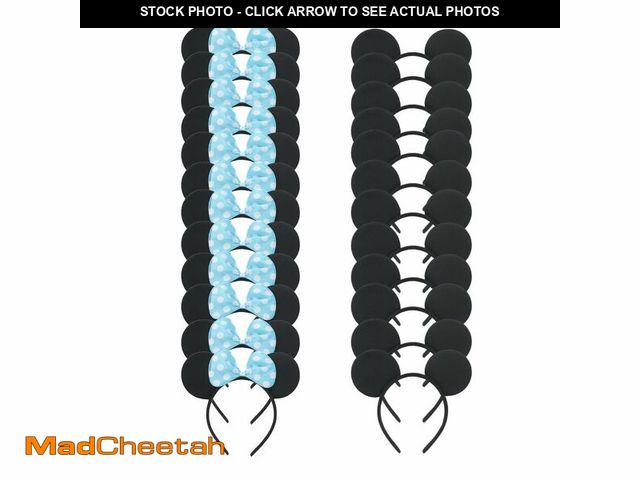 Lot 74-13550288 - winvin Set of 24 Mouse Costume Deluxe Fabric Ears Headband White Polka Dots Bow Boys Girls Birthday ...