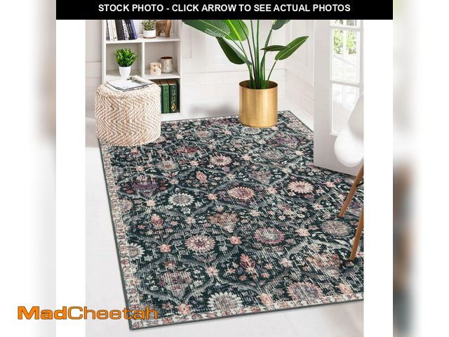 Lot 74-14149532 - Lahome Moroccan Trellis Washable Small Area Rug, 3x5 Black Rug for Bedroom Living Room, Non-Slip Ori...