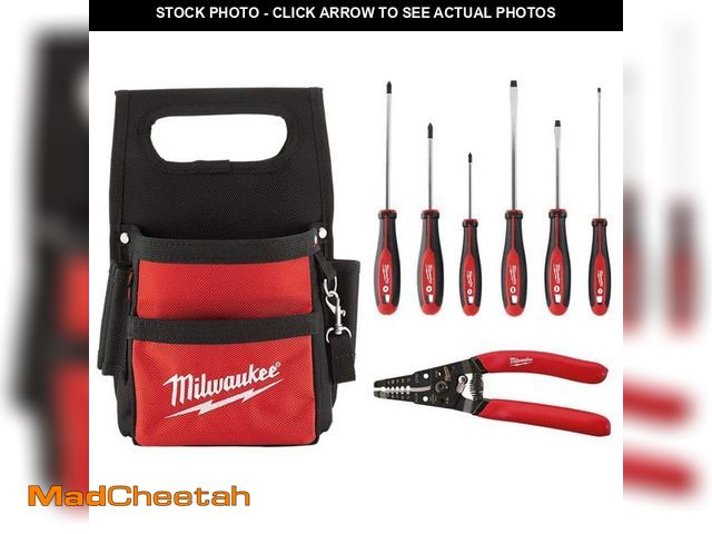 Lot 74-13692211 - Milwaukee Electricians Tool Pouch With Hand Tool Set (7-Piece) - UNUSED