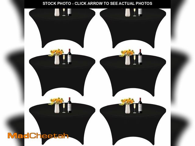Lot 74-14297717 - HAISIWLKJ 6Pcs 5FT Black Round Spandex Tablecloth 60 inch Stretchable Table Cover Tight Fit Stretch ...