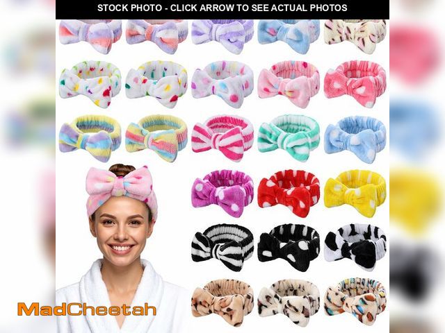 Lot 74-12714977 - Molain 24 Pcs Spa Headband for Women Bow Hairband Adjustable Skincare Headbands Facial Head Wraps So...