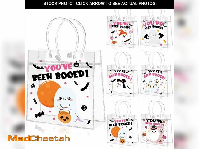 Lot 74-12719031 - WZSTNBLA 24Pcs Halloween Clear PVC Bags Halloween Party Favor Bags You've Been Booed Ghost Bag Goodi...