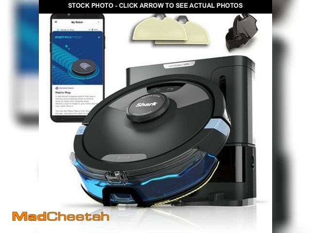 Lot 74-13087821 - Shark Matrix Plus 2-in-1 Cordless Robot Vacuum &amp; Mop RV2610WA 10" Cleaning Path Black - USED
